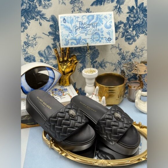 🆕 KURT GEIGER LONDON 🧿 NWOB Meena Eagle Platform Slides Sz EU 39 US 8.5 - Picture 2 of 16